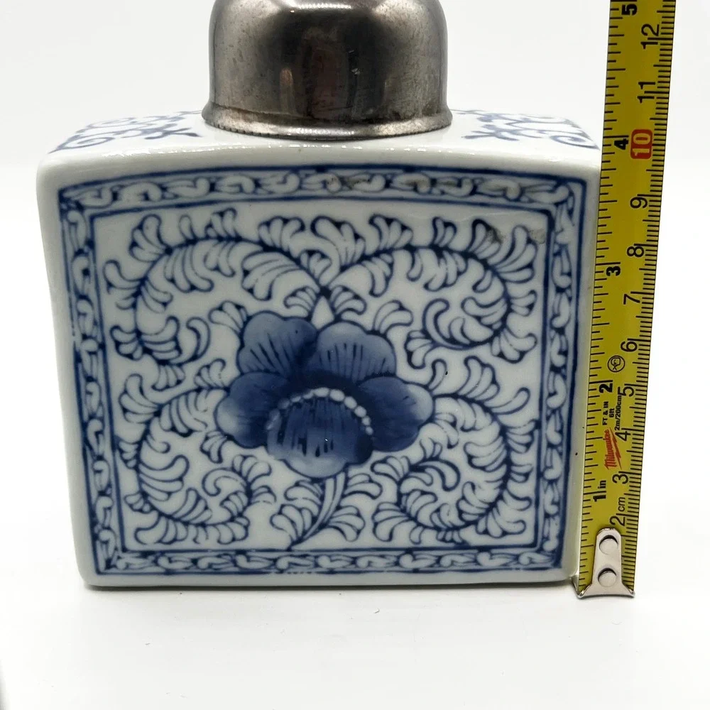Vintage Two's Company Ceramic‎ Blue White Floral Tea Caddies Canisters Set of 3